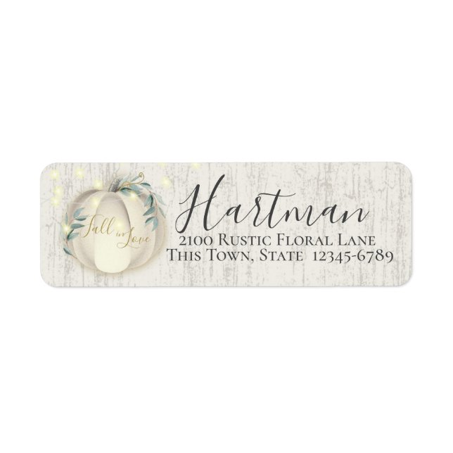 White Pumpkin and Greenery Return Address Label (Front)