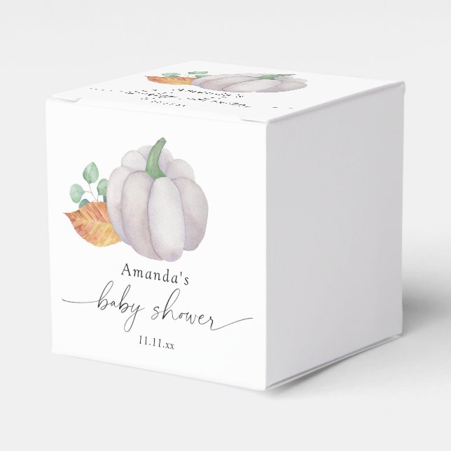 White pumpkin autumn baby shower  favor box (Front Side)