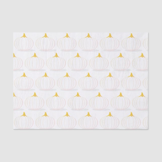 White Pumpkin Autumn Twins Baby Shower Paper (Front)