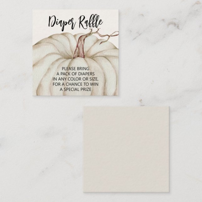White Pumpkin Baby Diaper Raffle Enclosure Card (Front/Back)
