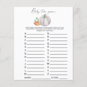 White pumpkin - Baby Item Game. Baby Shower Game