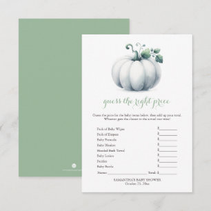 White Pumpkin Baby Shower Game – Price Guess Invitation