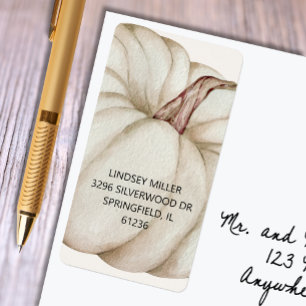 White Pumpkin Baby Shower Return Address Label