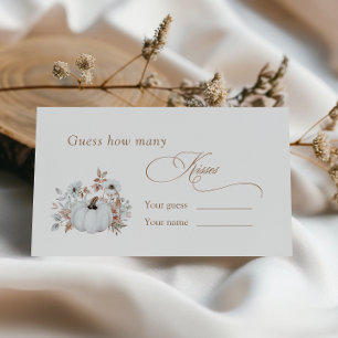 White Pumpkin Bridal Shower How Many kisses Enclosure Card