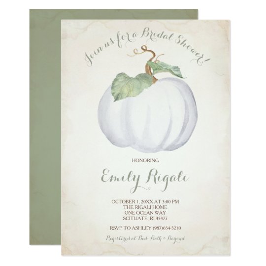 White Pumpkin Bridal Shower Invitation