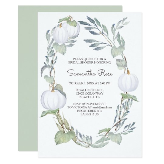 WHITE PUMPKIN Bridal Shower Invite