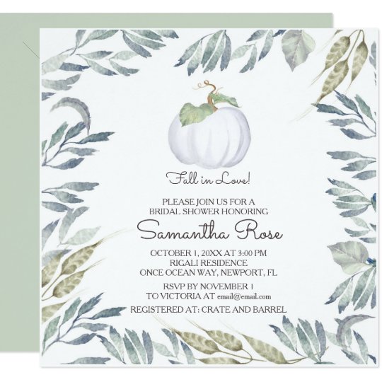 White Pumpkin BRIDAL SHOWER Invite - Square
