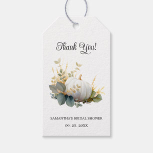 White pumpkin bridal shower Thank You Gift Tags
