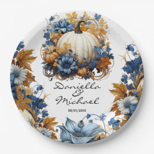 White Pumpkin Elegant Fall Garden  Paper Plate