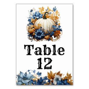 White Pumpkin Elegant Fall Garden Table Number
