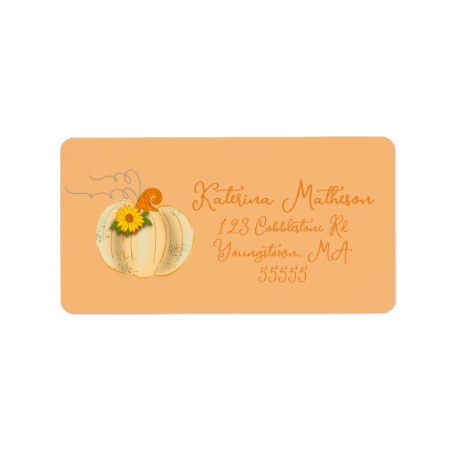 White Pumpkin Fall Address Labels Return Labels (Front)