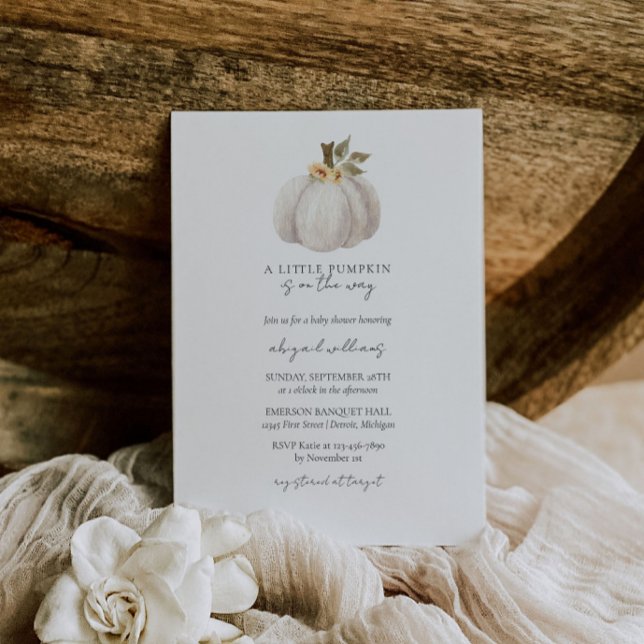 White Pumpkin Fall Baby Shower Invitation (Creator Uploaded)