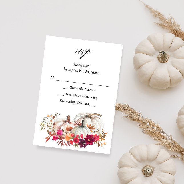 White Pumpkin Fall Floral no Meal RSVP VER Card (Creator Uploaded)