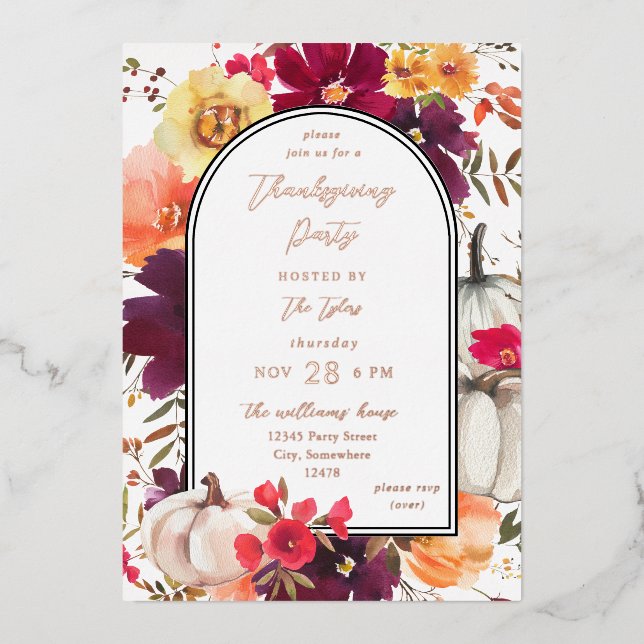 White Pumpkin Fall Floral Thanksgiving (Front)