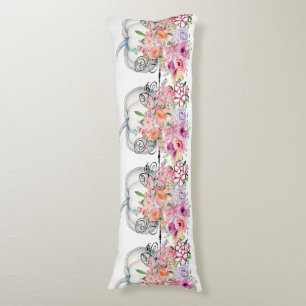 White Pumpkin Fall Home Decor Floral Watercolor Body Pillow