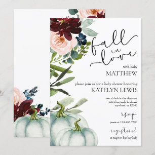 White Pumpkin Fall In Love Baby Shower Invitation