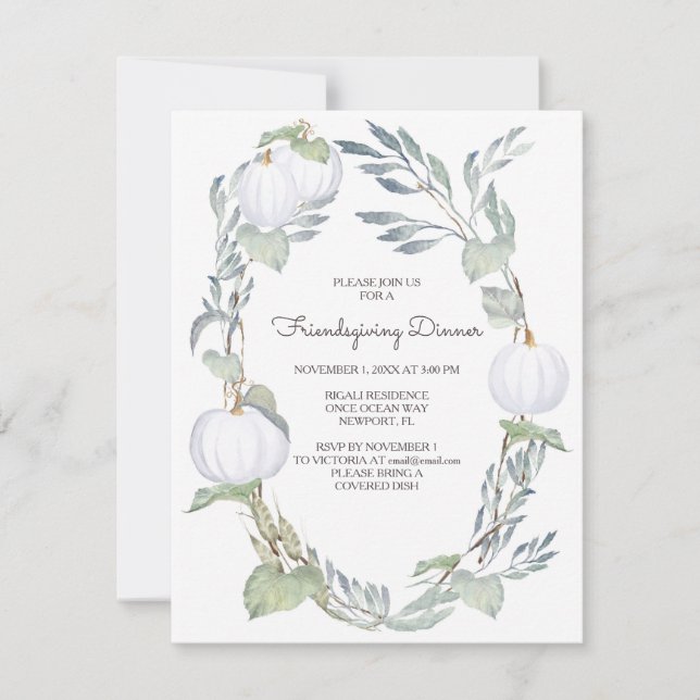 WHITE PUMPKIN Friendsgiving Invite (Front)