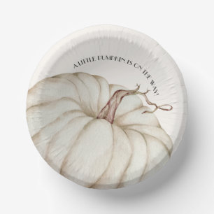 White Pumpkin Gender Neutral Baby Shower Paper Plate