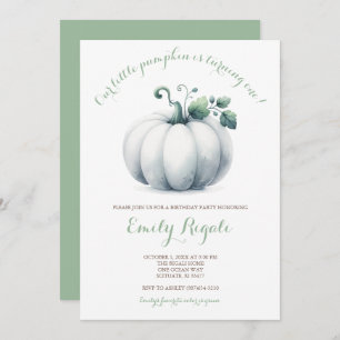 White Pumpkin Little Pumpkin Birthday Party Invite