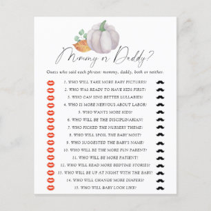 White pumpkin - mommy or daddy baby shower game