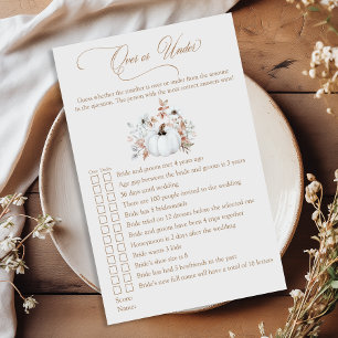 White Pumpkin Over or Under Bridal Shower Game
