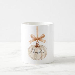 White Pumpkin Peach Bow Ornament Coffee Mug