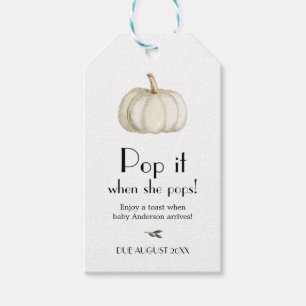 White Pumpkin Pop it when she Pops Favour tag