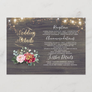 White Pumpkin Rustic Country Wedding Details Enclosure Card