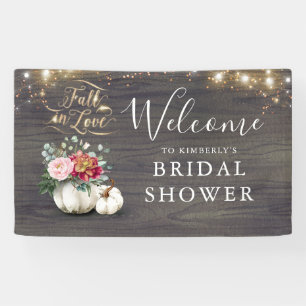 White Pumpkin Rustic Fall Bridal Shower Welcome Banner
