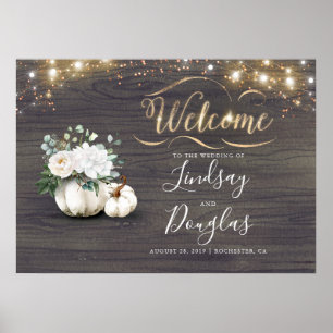 White Pumpkin Rustic Fall Wedding Sign