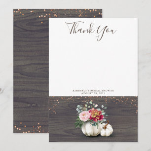 White Pumpkin Rustic Wood Thank You Card