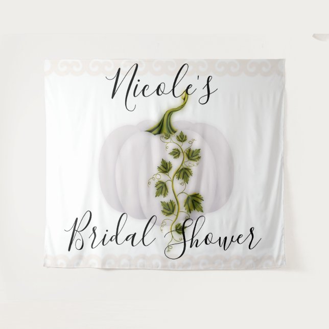 White Pumpkin Storybook Chic Fall Wedding Tapestry (Front (Horizontal))