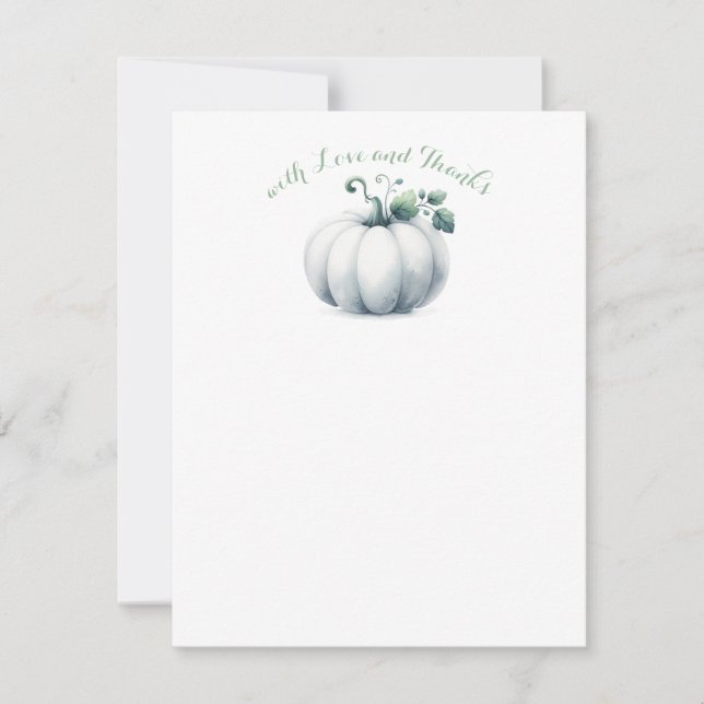 White Pumpkin Thank You Card – Neutral Fall Theme (Front)