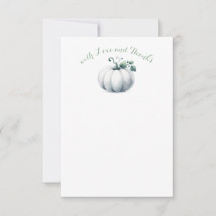White Pumpkin Thank You Note – Fall Baby Shower Card