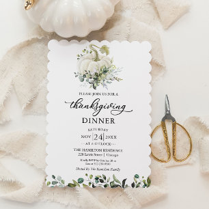 White Pumpkin Thanksgiving Dinner Invitation