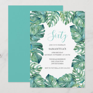 White Pumpkin Tropical Greens 60TH BIRTHDAY Invitation
