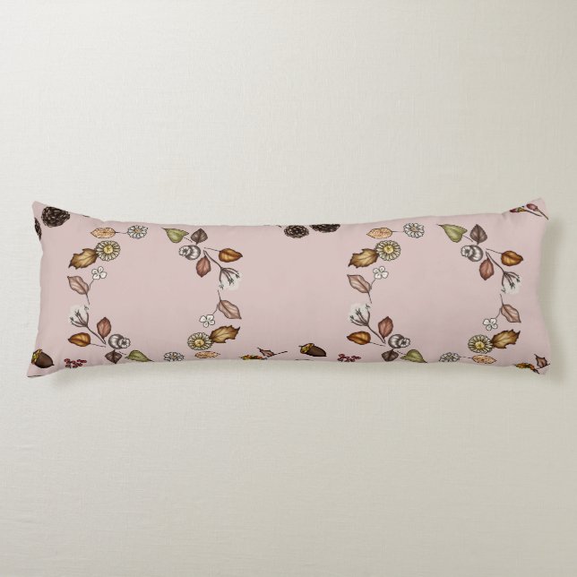 White Pumpkin with an Autumn Leaves Body Pillow (Front)