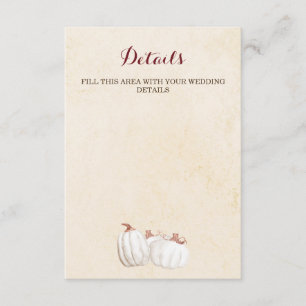 white pumpkins fall harvest wedding enclosure card