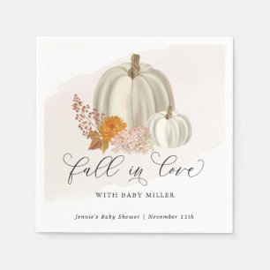 White Pumpkins Fall in Love Baby Shower Customized Napkin