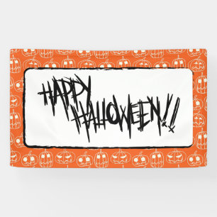 White Pumpkins Halloween Pattern Banner