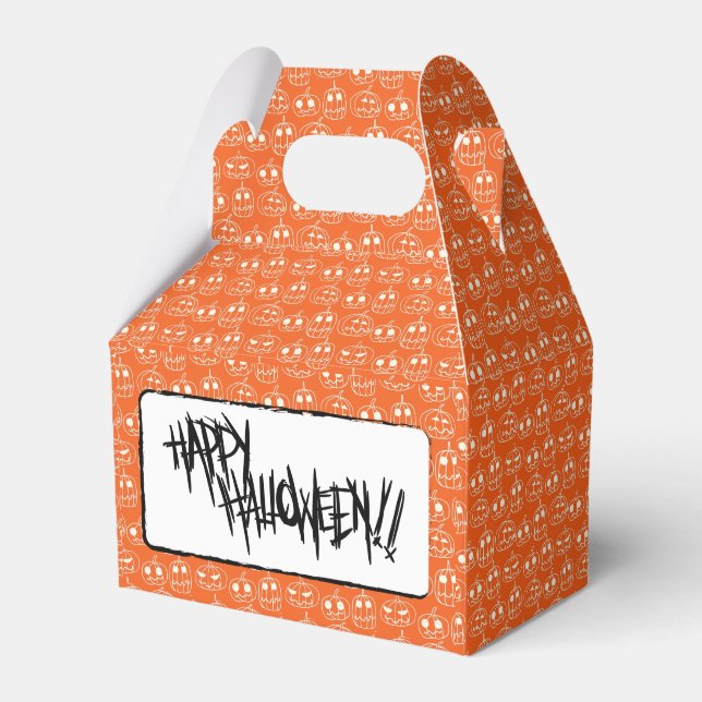 White Pumpkins Halloween Pattern Favor Box (Front Side)
