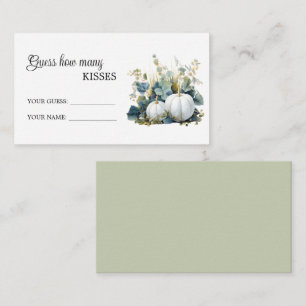 White pumpkins How Many Kisses Bridal Shower Game Enclosure Card