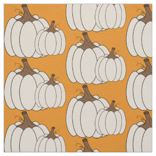 White pumpkins pattern fall orange fabric