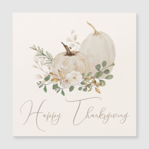 White Pumpkins Roses Thanksgiving Magnetic Card