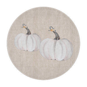 White Pumpkins Watercolor Art Pattern Cutting Board