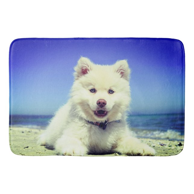 White Puppy Bath Mat (Front)