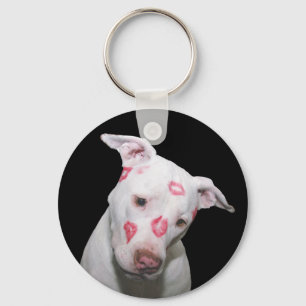 White Puppy Dog Love, Sealed with Lipstick Kisses Keychain