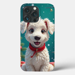  White Puppy Joy ✨ Cute Minimal Pet Whimsical 🐶 iPhone 13 Pro Case