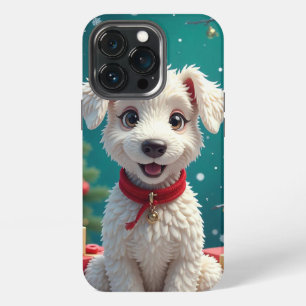 White Puppy Joy ✨ Cute Minimal Pet Whimsical 🐶 iPhone 13 Pro Case