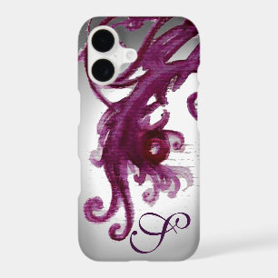 WHITE PURPLE BERRIES AND FLORAL SWIRLS MONOGRAM